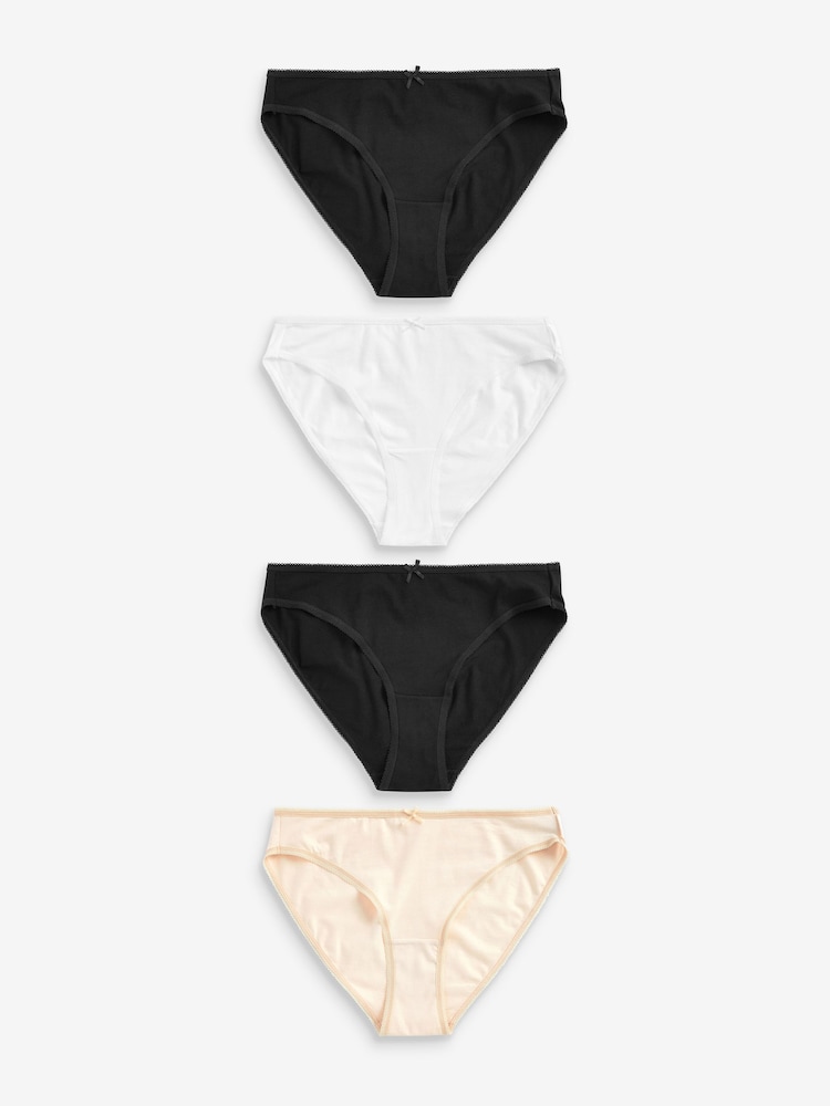 Noir / Rose pastel Nude / Blanc - Culotte en coton riche 4 Pack - Image 1 of 7