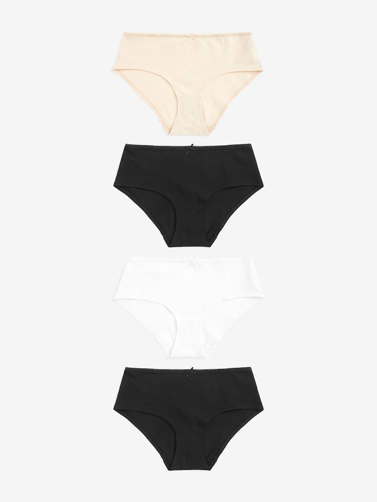 Schwarz / Pastellrosa Nude / Weiß - Slips mit hohem Baumwollanteil, 4er-Pack - Bild 1 von 7 Schwarz / Pastellrosa Nude / Weiß - Slips mit hohem Baumwollanteil, 4er-Pack - Bild 1 von 7