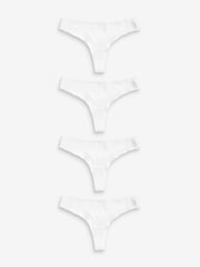 White Thong Cotton Rich Knickers 4 Pack - Image 1 of 4