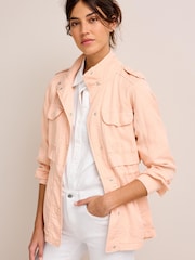 Peach Orange Relaxed Utility Jacket with Patch Pockets - Image 2 of 7