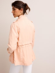 Peach Orange Relaxed Utility Jacket with Patch Pockets - Image 4 of 7