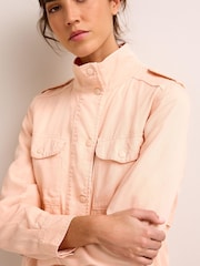 Peach Orange Relaxed Utility Jacket with Patch Pockets - Image 5 of 7