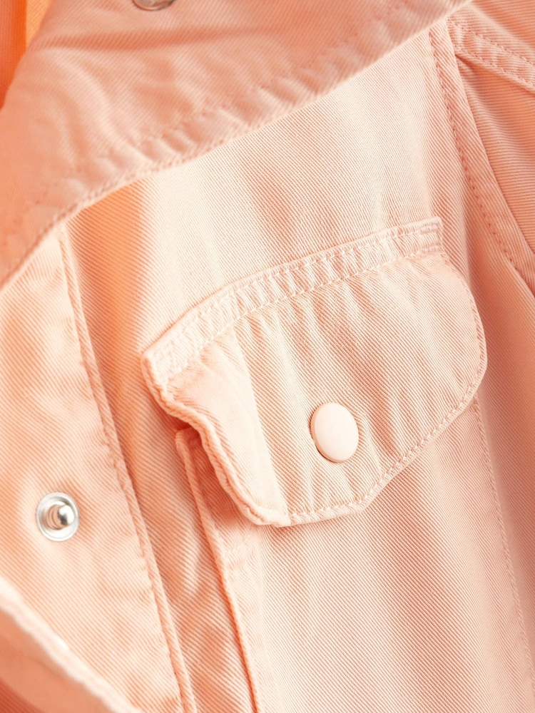 Peach Orange Relaxed Utility Jacket with Patch Pockets - Image 7 of 7