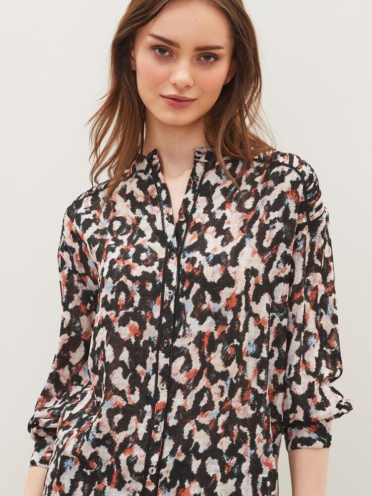 Animal Print Long Sleeve Blouse - Image 1 of 4 Animal Print Long Sleeve Blouse - Image 1 of 4