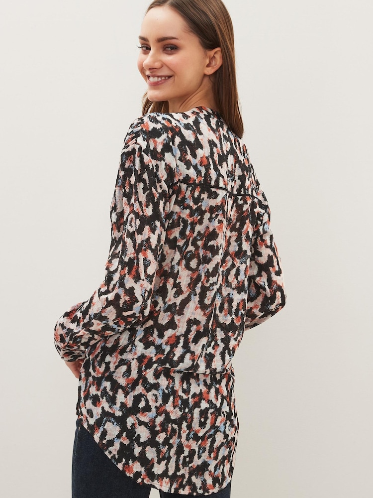 Animal Print Long Sleeve Blouse - Image 2 of 4 Animal Print Long Sleeve Blouse - Image 2 of 4