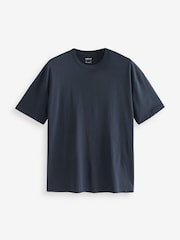 Bleu marine - Coupe ample - T-shirt Essential Col rond en coton - Image 4 de 5