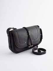 Black Leather Stitch Saddle Bag - Image 1 of 9