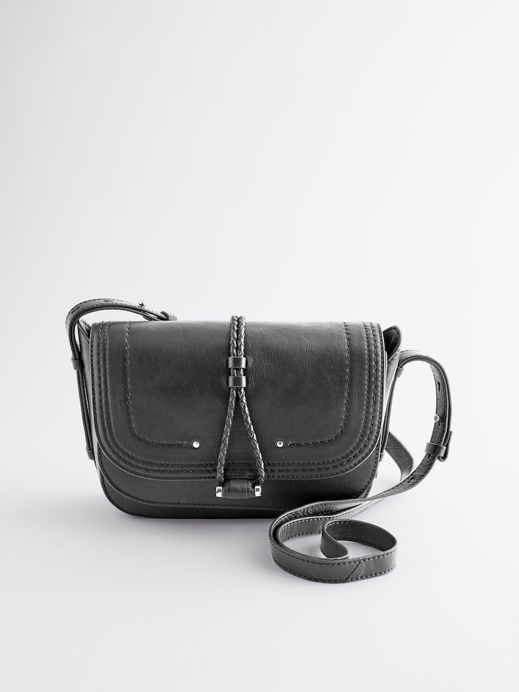 Black Leather Stitch Saddle Bag - Image 3 of 9