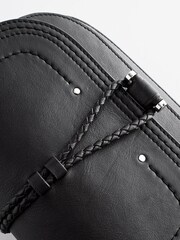 Black Leather Stitch Saddle Bag - Image 4 of 9