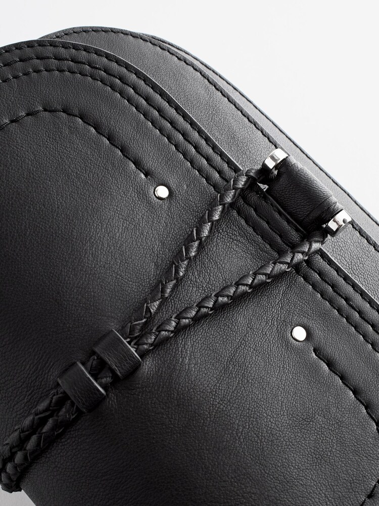 Black Leather Stitch Saddle Bag - Image 4 of 9