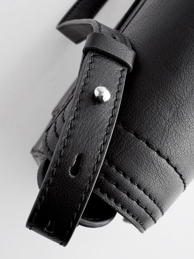 Black Leather Stitch Saddle Bag - Image 5 of 9
