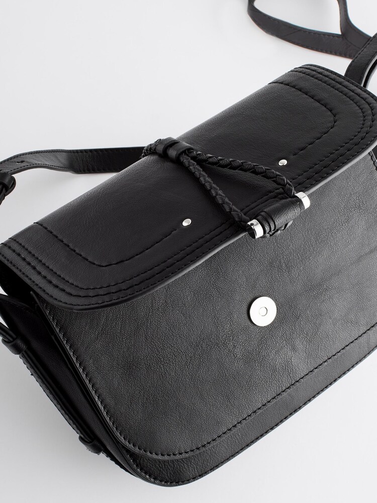 Black Leather Stitch Saddle Bag - Image 6 of 9