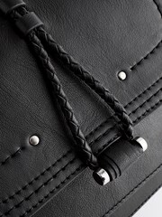 Black Leather Stitch Saddle Bag - Image 7 of 9