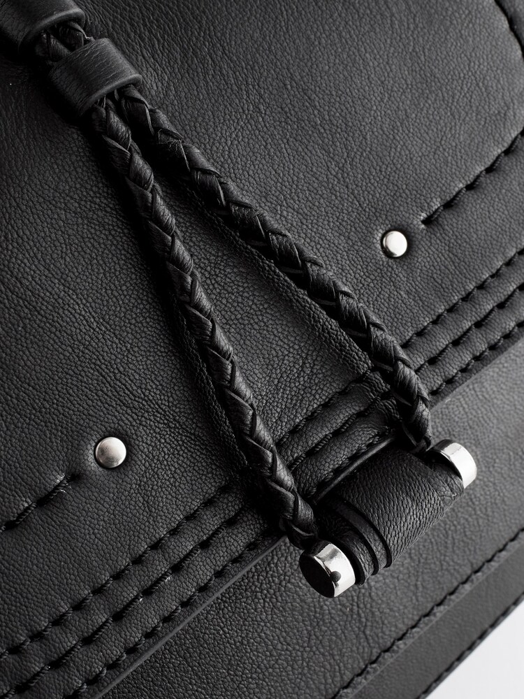 Black Leather Stitch Saddle Bag - Image 7 of 9