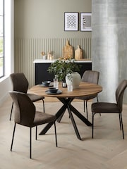 Dark Natural Bronx Oak Effect and Upholstered Dining Set - Image 1 of 1