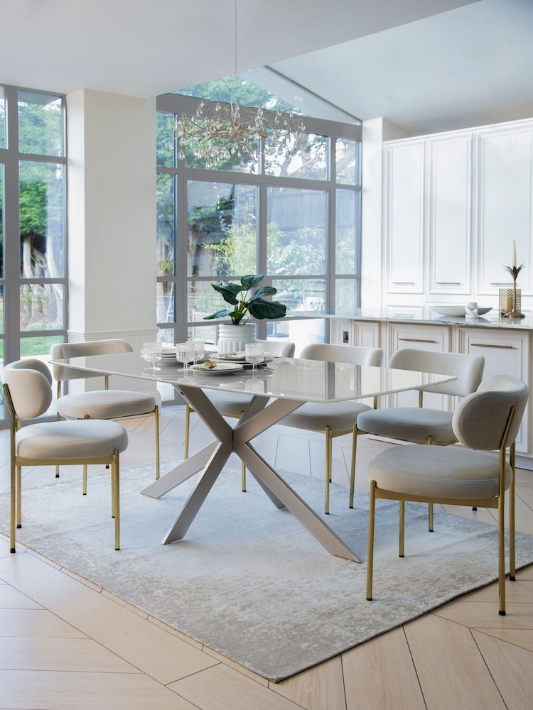 Natural Alessa Glass 6 Seater Dining Table - Image 1 of 6