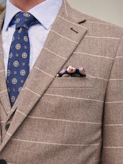 Neutral Skinny Wool Blend Check Suit Jacket - Image 4 of 11