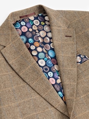 Neutral Skinny Wool Blend Check Suit Jacket - Image 8 of 11
