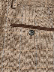 Neutral Skinny Wool Blend Check Suit: Trousers - Image 10 of 12