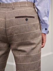 Neutral Skinny Wool Blend Check Suit: Trousers - Image 4 of 12