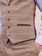 Neutral Wool Blend Check Suit Waistcoat - Image 4 of 8