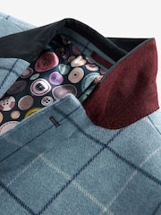 Blue Slim Wool Blend Check Suit Jacket - Image 7 of 8