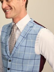 Blue Wool Blend Check Suit Waistcoat - Image 3 of 8