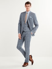 Blue Slim Check Suit Jacket - Image 3 of 9