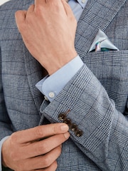 Blue Slim Check Suit Jacket - Image 5 of 9