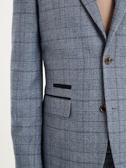 Blue Slim Check Suit Jacket - Image 6 of 9