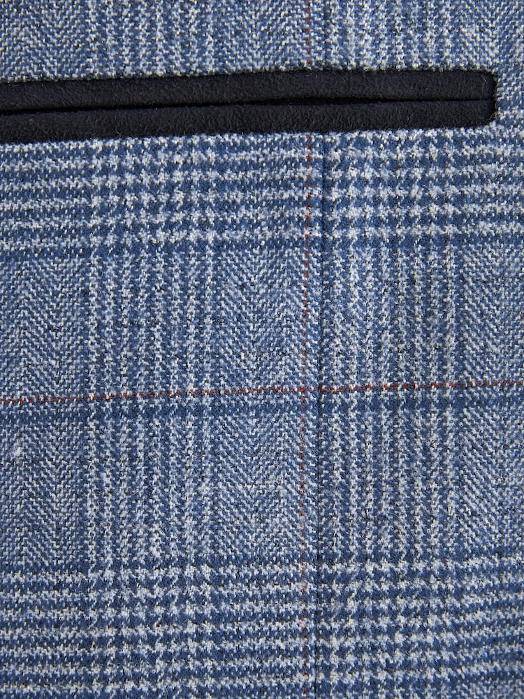 Blue Slim Check Suit Jacket - Image 9 of 9