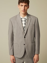 Stone Natural Oversized Fit Donegal Suit Jacket - Image 3 of 12