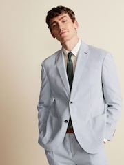 Blue/White Oversized Fit Stripe Seersucker Suit: Jacket - Image 1 of 12