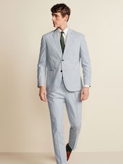 Blue/White Oversized Fit Stripe Seersucker Suit: Jacket - Image 2 of 12