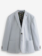 Blue/White Oversized Fit Stripe Seersucker Suit: Jacket - Image 8 of 12