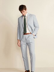 Blue/White Blue/White Relaxed Fit Stripe Seersucker Suit: Trousers - Image 4 of 10