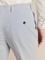 Blue/White Blue/White Relaxed Fit Stripe Seersucker Suit: Trousers - Image 5 of 10