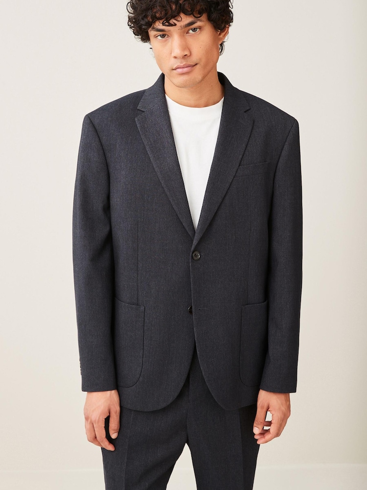 Navy Blue Oversized Fit Donegal Suit Jacket - Image 1 of 10