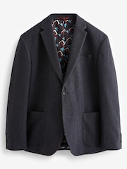 Navy Blue Oversized Fit Donegal Suit Jacket - Image 5 of 10