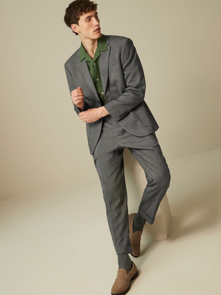 Grey Relaxed Fit Donegal Suit: Trousers - Image 2 of 8