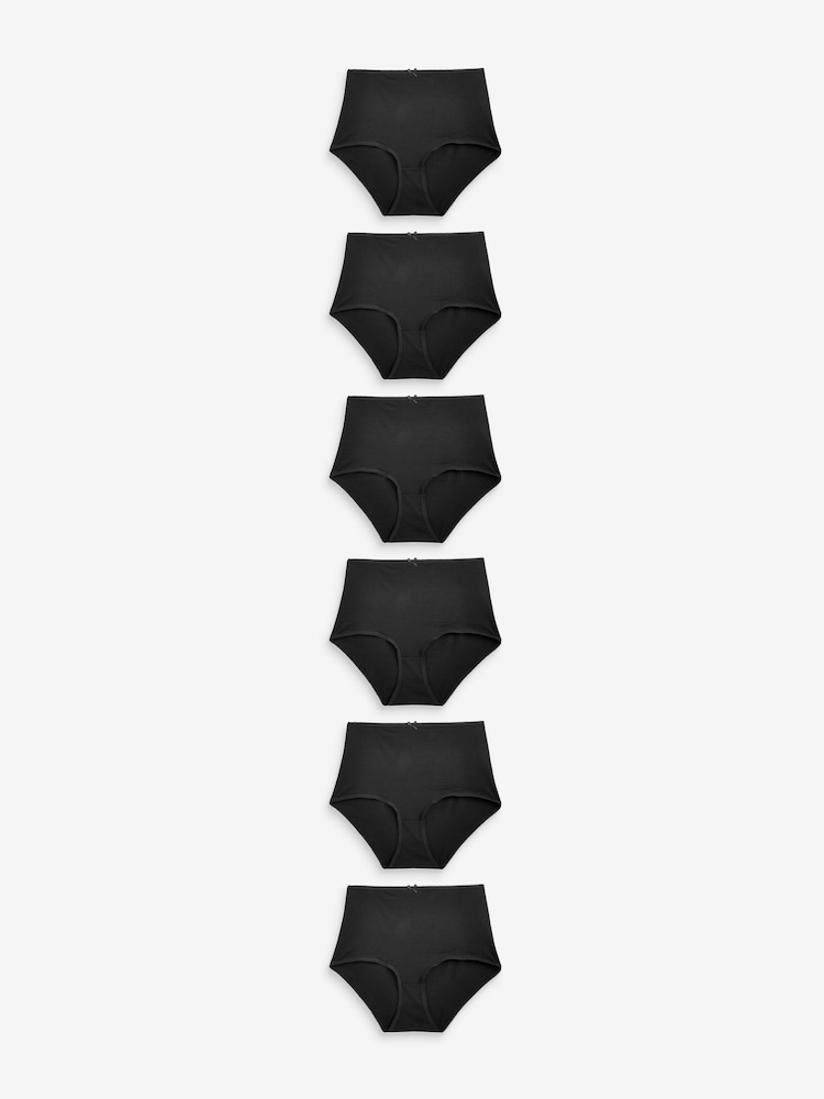 Black Midi Cotton Rich Knickers 6 Pack - Image 1 of 5 Black Midi Cotton Rich Knickers 6 Pack - Image 1 of 5