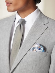 Light Grey Tailored Fit Linen Blend Suit Jacket - Image 4 of 13
