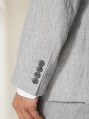 Light Grey Tailored Fit Linen Blend Suit Jacket - Image 5 of 13