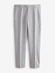 Light Grey Tailored Fit Linen Blend Suit: Trousers - Image 7 of 10