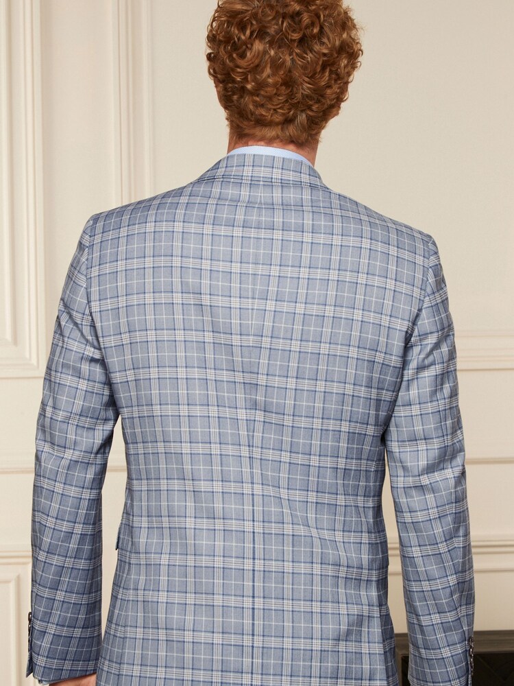 Blue Tailored Fit Check Suit: Jacket - Image 1 of 6