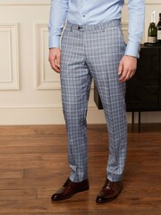Blue Tailored Fit Check Suit: Trousers - Image 1 of 9