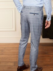 Blue Tailored Fit Check Suit: Trousers - Image 3 of 9
