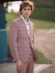 Pink Tailored Fit Check Suit Jacket - Image 2 of 6