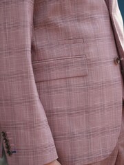 Pink Tailored Fit Check Suit Jacket - Image 5 of 6