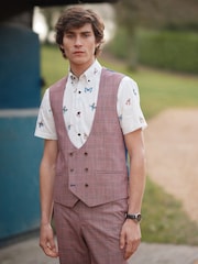 Pink Check Suit Waistcoat - Image 1 of 6